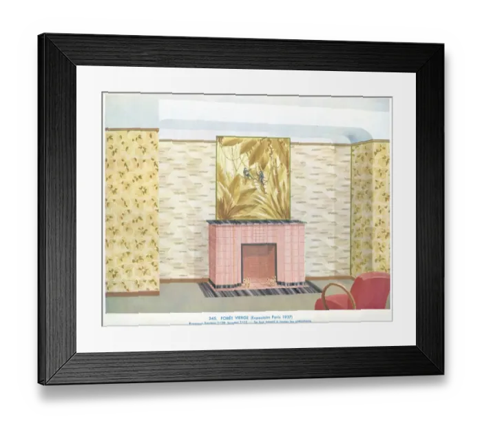 Framed Print : Wallpaper designs shown in a sample interior Framed Print : Wallpaper designs shown in a sample interior