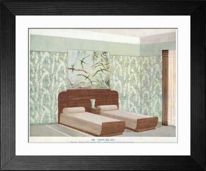 Framed Print : Wallpaper designs shown in a sample interior