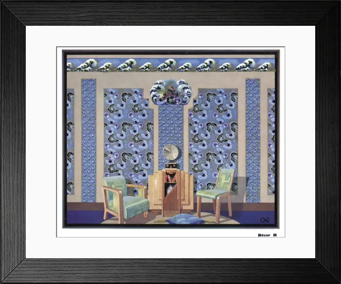 Framed Print : Wallpaper designs shown in a sample interior Framed Print : Wallpaper designs shown in a sample interior