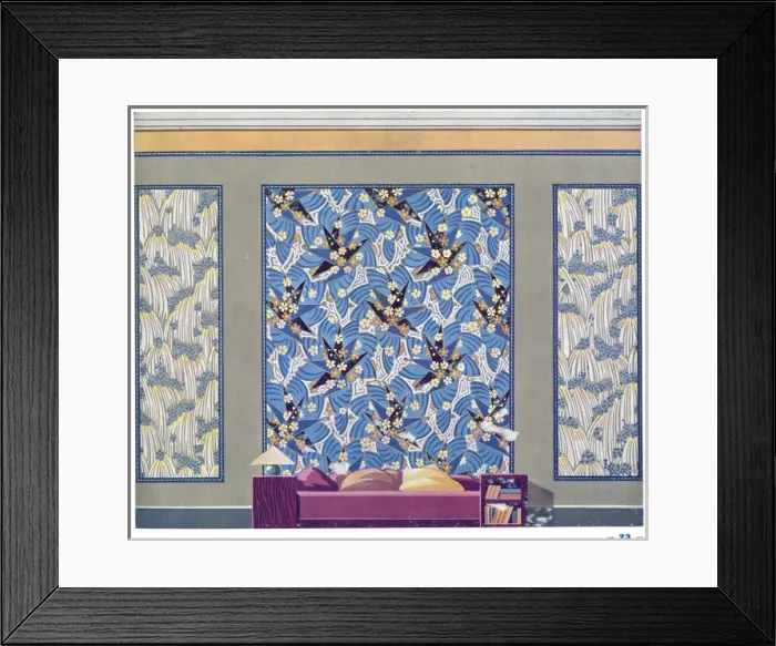 Framed Print : Wallpaper designs shown in a sample interior Framed Print : Wallpaper designs shown in a sample interior