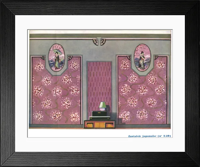 Framed Print : Wallpaper designs shown in a sample interior Framed Print : Wallpaper designs shown in a sample interior
