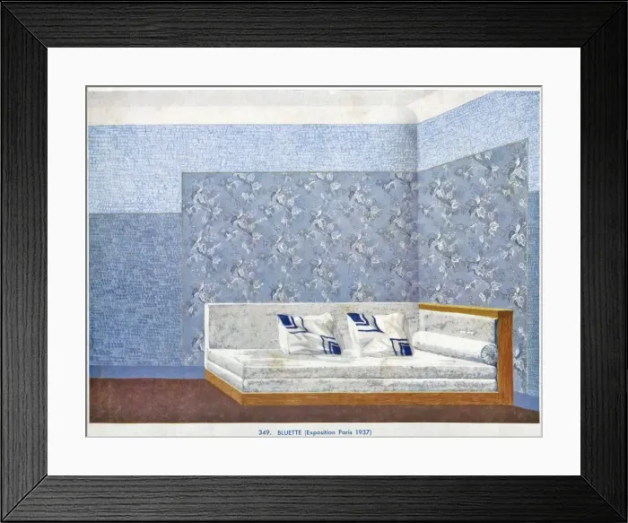 Framed Print : Wallpaper designs shown in a sample interior