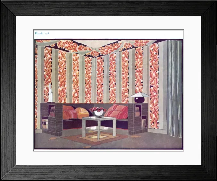 Framed Print : Wallpaper designs shown in a sample interior Framed Print : Wallpaper designs shown in a sample interior