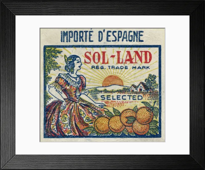Framed Print : Fruit Label -- Sol-Land oranges Framed Print : Fruit Label -- Sol-Land oranges