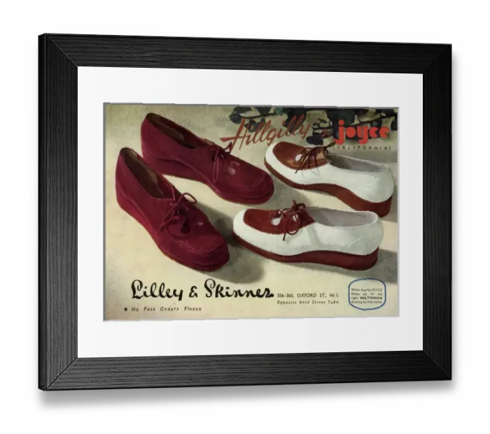Framed Print : Advert for Hillgilly by Joyce California shoes 1946 Framed Print : Advert for Hillgilly by Joyce California shoes 1946