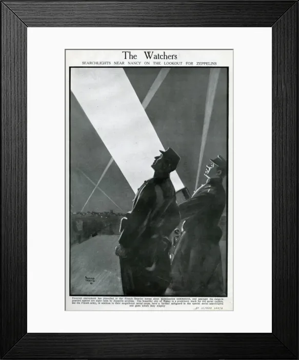 Framed Print : Searchlights near Nancy, France, WW1 Framed Print : Searchlights near Nancy, France, WW1