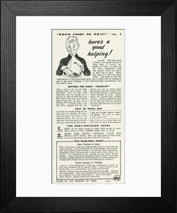 Framed Print : Advert for the Ministry of Food 1946 Framed Print : Advert for the Ministry of Food 1946