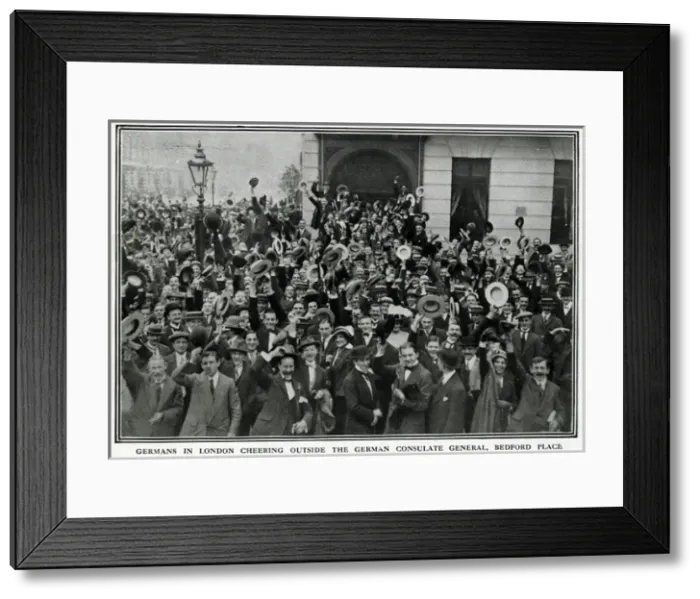 Framed Print : Germans outside German Consulate General, WW1 Framed Print : Germans outside German Consulate General, WW1