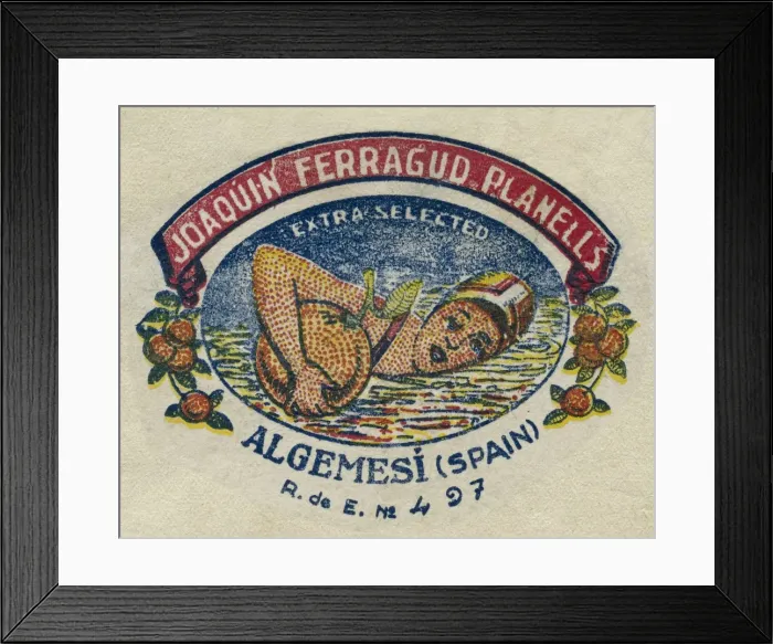 Framed Print : Fruit Label -- Spanish oranges Framed Print : Fruit Label -- Spanish oranges