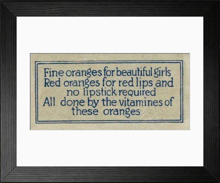 Framed Print : Fruit Label -- text Framed Print : Fruit Label -- text