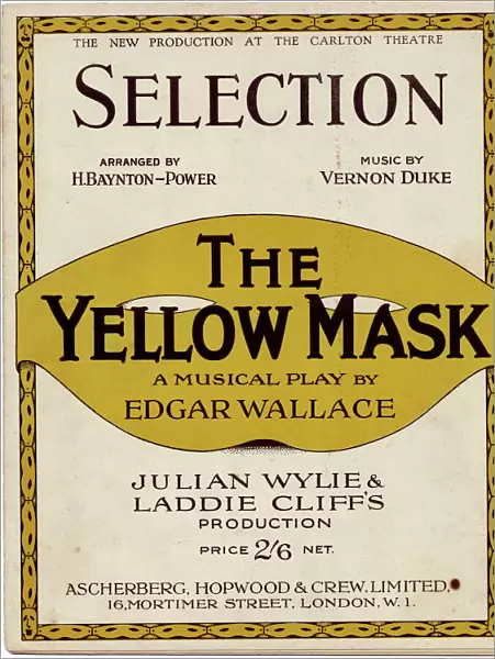 Sheet music cover, Selection from The Yellow Mask