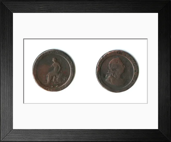 Framed Print : British coin, George III copper penny Framed Print : British coin, George III copper penny
