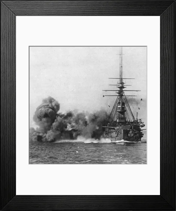 Framed Print : H. M. S. Duncan at gunnery practice Framed Print : H. M. S. Duncan at gunnery practice