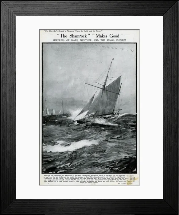 Framed Print : Shamrock IV at sea in rough weather, WW1 Framed Print : Shamrock IV at sea in rough weather, WW1