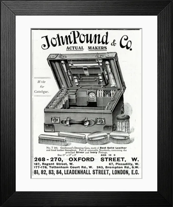 Framed Print : Advert for John Pound & Co dressing case 1914 Framed Print : Advert for John Pound & Co dressing case 1914