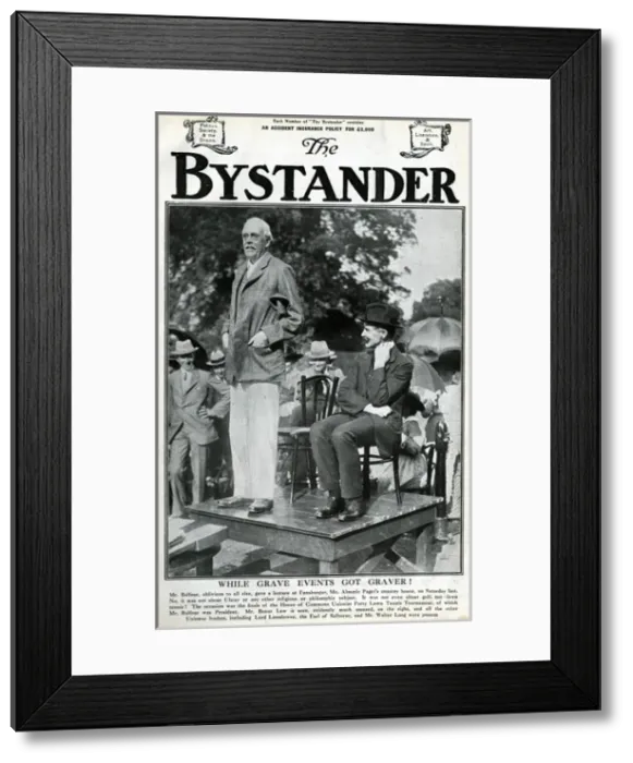 Framed Print : Arthur Balfour, British politician, giving a talk