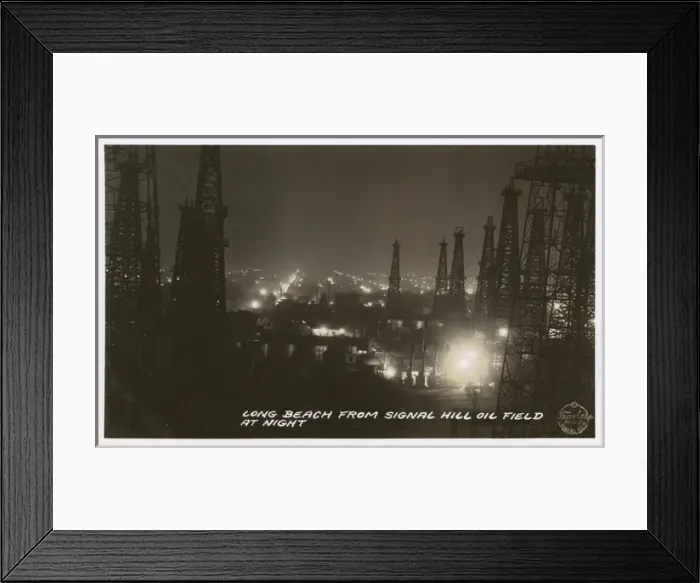 Framed Print : Signal Hill Oil Field at night, California, USA Framed Print : Signal Hill Oil Field at night, California, USA