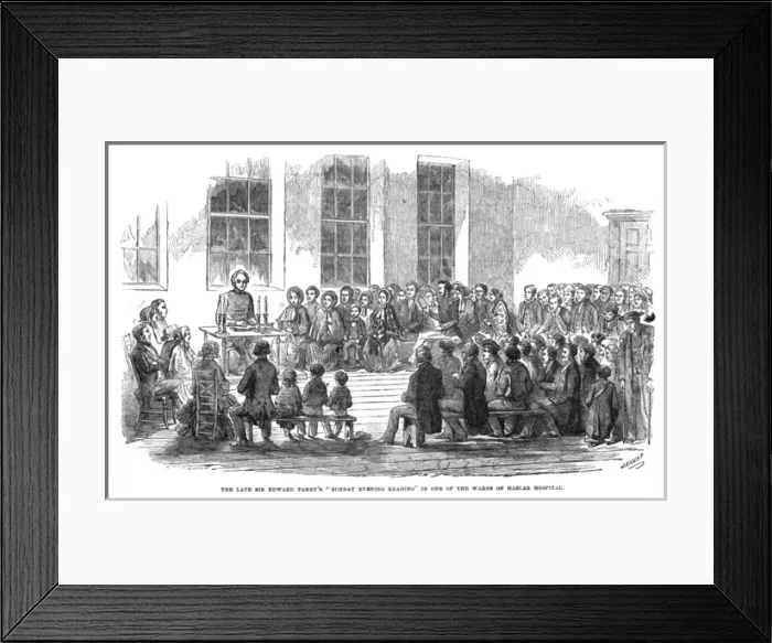 Framed Print : Sunday Evening Meeting in Haslar Hospital, 1858