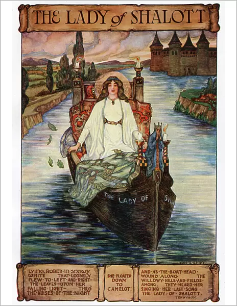 The Lady of Shalott setting out on her boat for Camelot