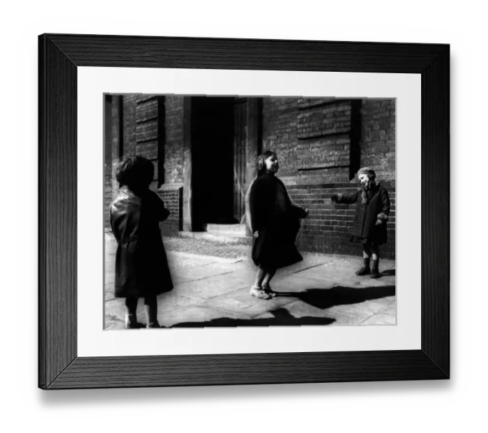 Framed Print : Girls playing in street Framed Print : Girls playing in street