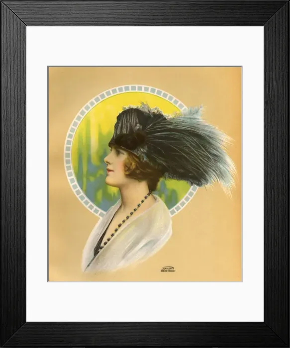 Framed Print : Women wearing an ostrich feather hat 1923 Framed Print : Women wearing an ostrich feather hat 1923