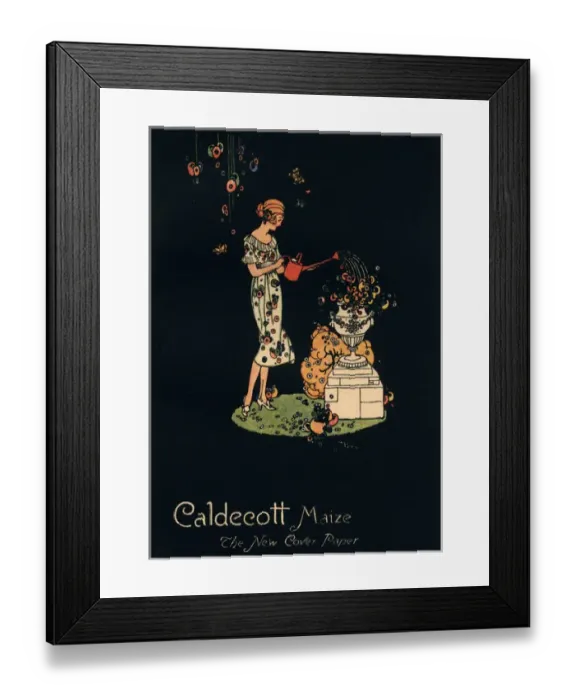Framed Print : A woman watering her flowers with a watering can Framed Print : A woman watering her flowers with a watering can