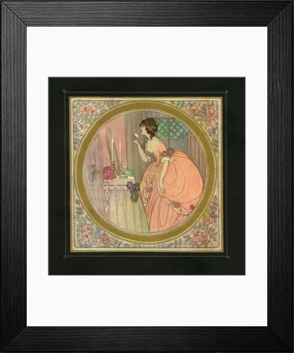 Framed Print : Illustration of a woman putting on her makeup Framed Print : Illustration of a woman putting on her makeup