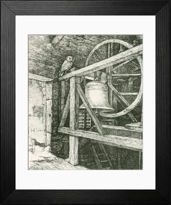 Framed Print : Owl in Clock Tower by J. E. Millais Framed Print : Owl in Clock Tower by J. E. Millais