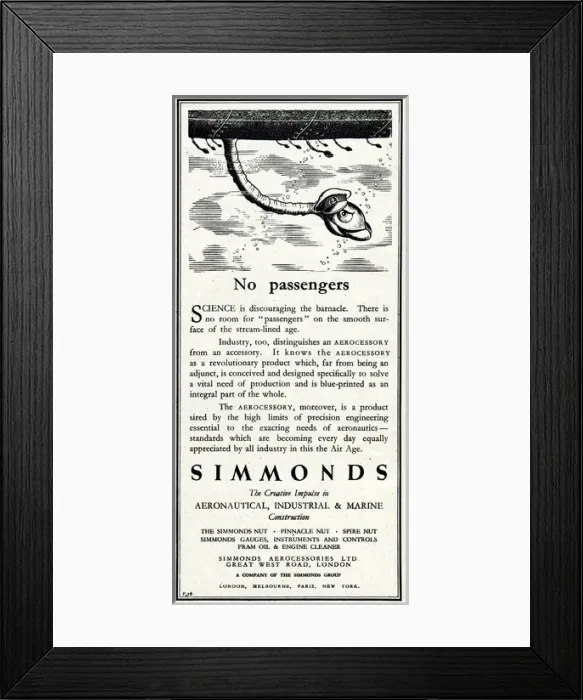 Framed Print : Simmonds: Aeronautical, Industrial & Marine Constrution 1943 Framed Print : Simmonds: Aeronautical, Industrial & Marine Constrution 1943