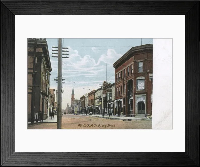 Framed Print : Quincy Street - Hancock, Michigan, USA Framed Print : Quincy Street - Hancock, Michigan, USA