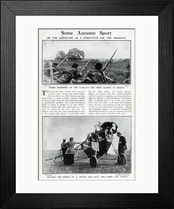 Framed Print : Allied marksmen firing at enemy aircraft in France, WW1 Framed Print : Allied marksmen firing at enemy aircraft in France, WW1