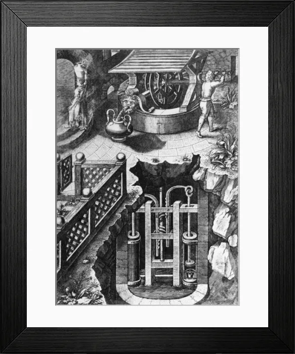 Framed Print : 16th century well incorporating a pump Framed Print : 16th century well incorporating a pump