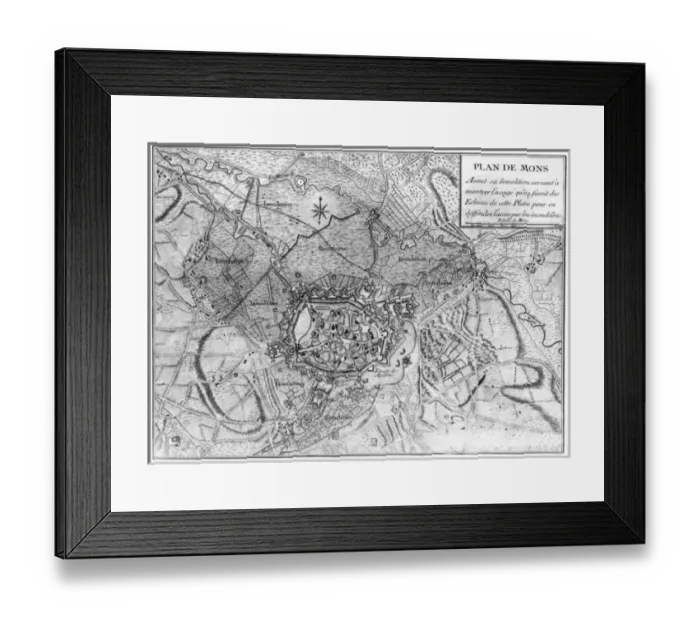 Framed Print : Plan of 18th centurary Mons, Belgium Framed Print : Plan of 18th centurary Mons, Belgium