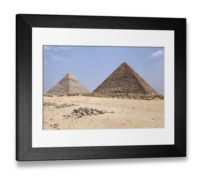 Framed Print : Pyramid of Khafre and Menkaure in Cairo, Egypt Framed Print : Pyramid of Khafre and Menkaure in Cairo, Egypt