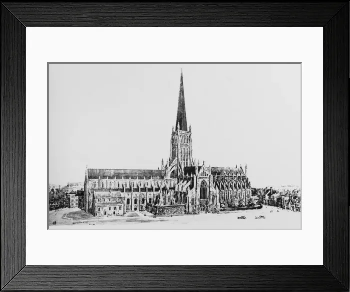 Framed Print : Old St Pauls Cathedral, London, viewed from the south side Framed Print : Old St Pauls Cathedral, London, viewed from the south side