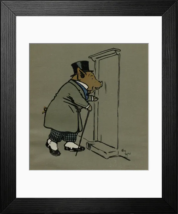 Framed Print : Hungry Peter the pig arrives at Tabithas for tea Framed Print : Hungry Peter the pig arrives at Tabithas for tea