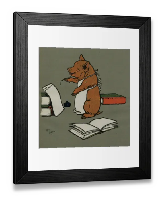 Framed Print : Hungry Peter the pig plans for a party Framed Print : Hungry Peter the pig plans for a party