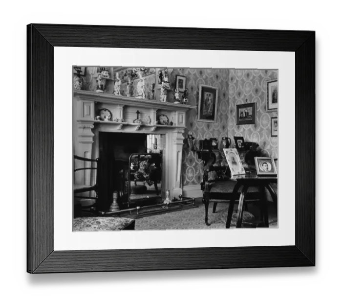 Framed Print : Domestic interior with large fireplace Framed Print : Domestic interior with large fireplace