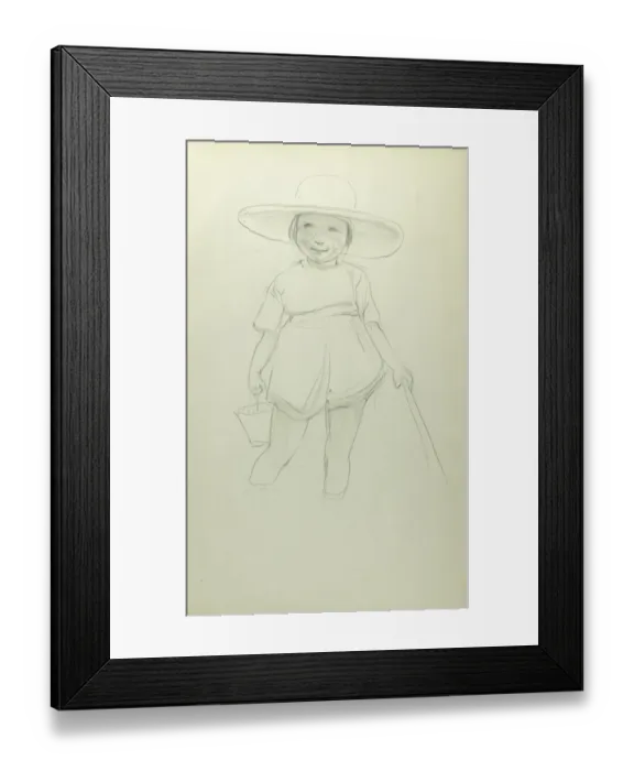 Framed Print : Pencil sketch of girl paddling Framed Print : Pencil sketch of girl paddling