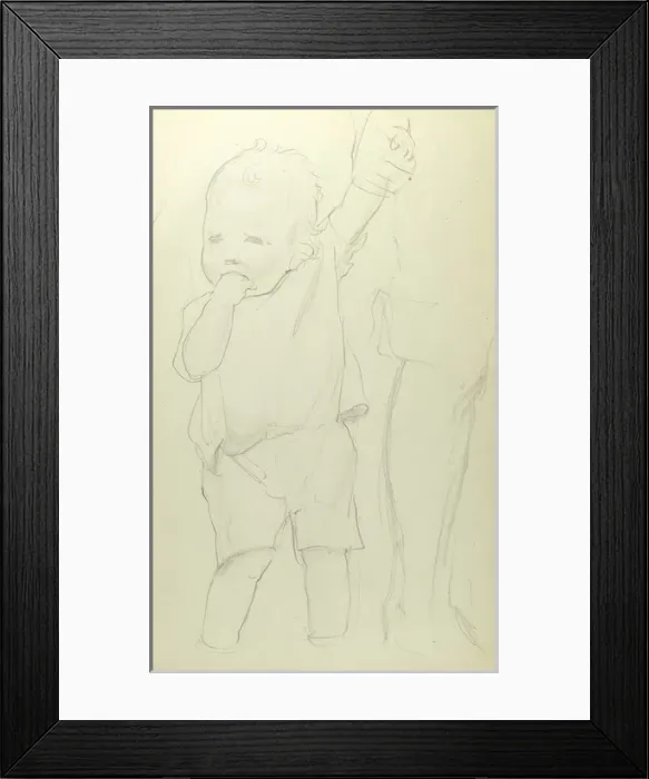 Framed Print : Pencil sketch of little boy paddling Framed Print : Pencil sketch of little boy paddling
