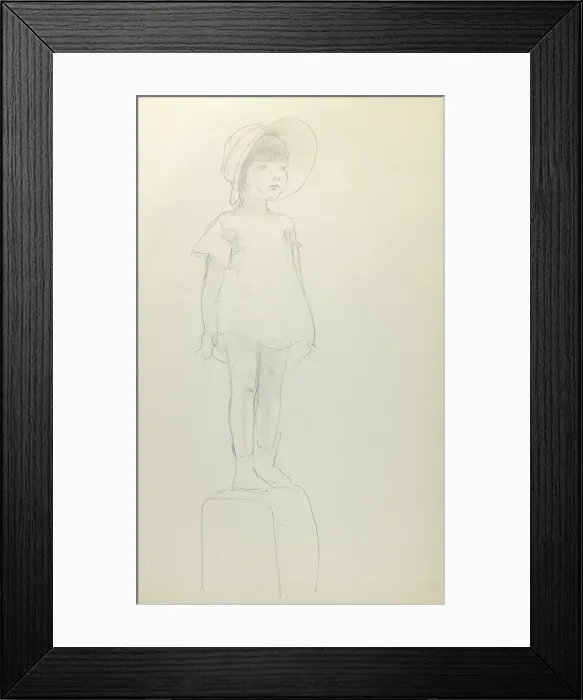 Framed Print : Pencil sketch of little girl Framed Print : Pencil sketch of little girl