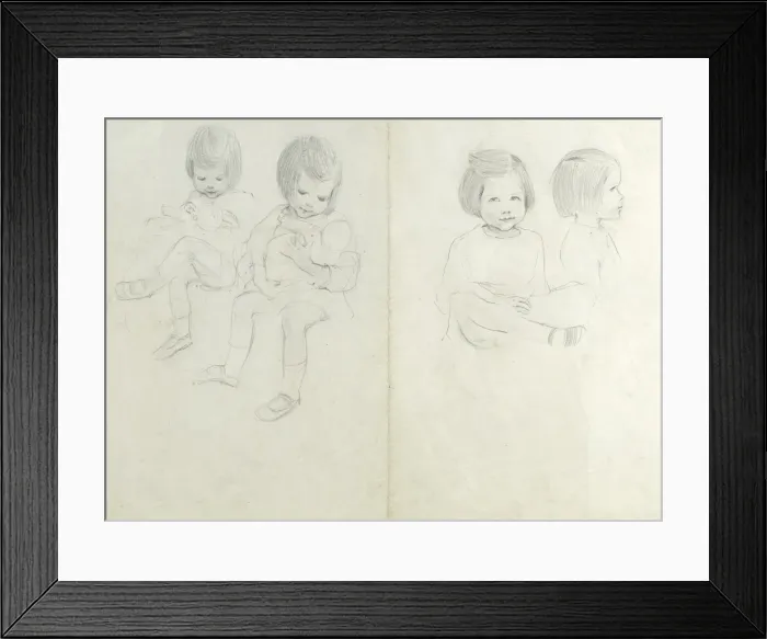 Framed Print : Pencil sketches of children Framed Print : Pencil sketches of children