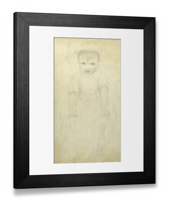 Framed Print : Pencil sketch of child with wheelbarrow Framed Print : Pencil sketch of child with wheelbarrow