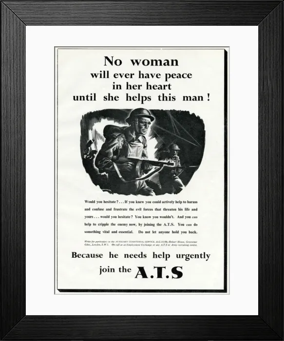 Framed Print : Advert for the Auxiliary Territorial Service 1941 Framed Print : Advert for the Auxiliary Territorial Service 1941