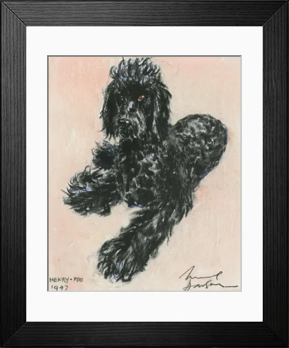 Framed Print : Black dog named Henry-Poo by Muriel Dawson Framed Print : Black dog named Henry-Poo by Muriel Dawson