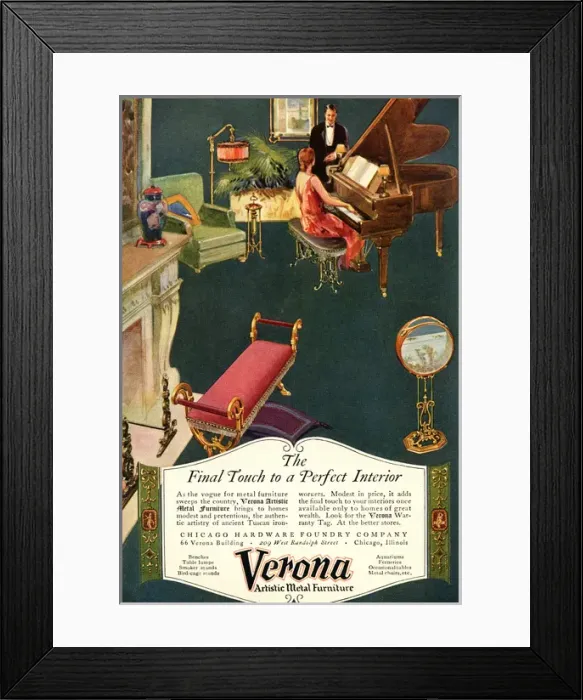 Framed Print : Advert for Verona metal furniture Framed Print : Advert for Verona metal furniture
