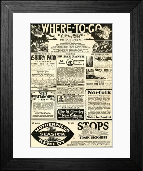 Framed Print : American travel advertisements