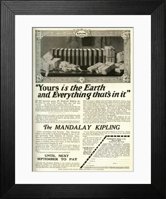 Framed Print : Advert for the Mandalay Edition of Rudyard Kiplings works Framed Print : Advert for the Mandalay Edition of Rudyard Kiplings works