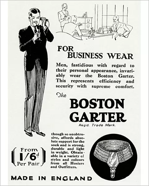 Advert for The Boston mens sock garter 1930
