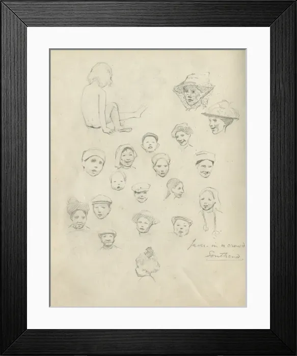 Framed Print : Pencil sketches of adults and children Framed Print : Pencil sketches of adults and children